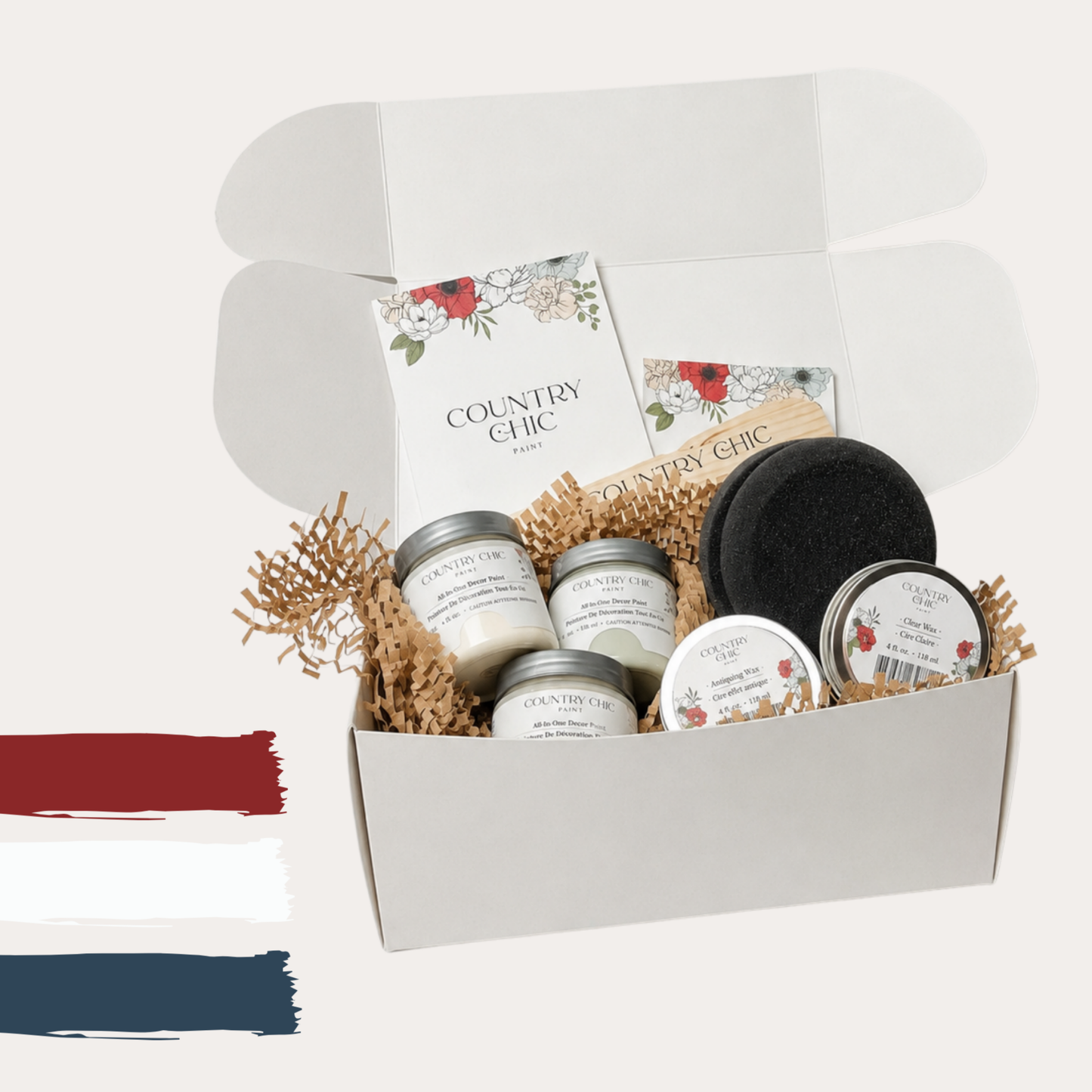 Medium Furniture Painting Kit for Beginners - Country Chic Paint Eco-Friendly DIY Chalk Style Furniture Paint Bundle