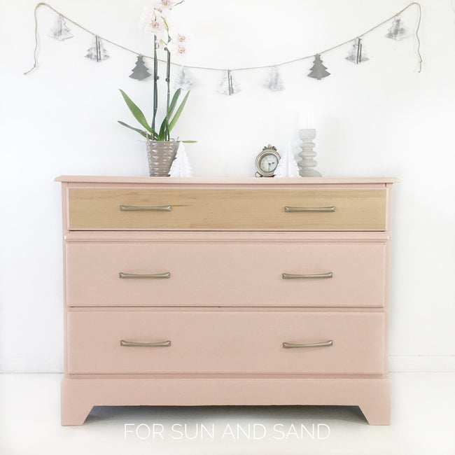 Modern Three Drawer Dresser in "Ooh La La" with Natural Wood Drawer