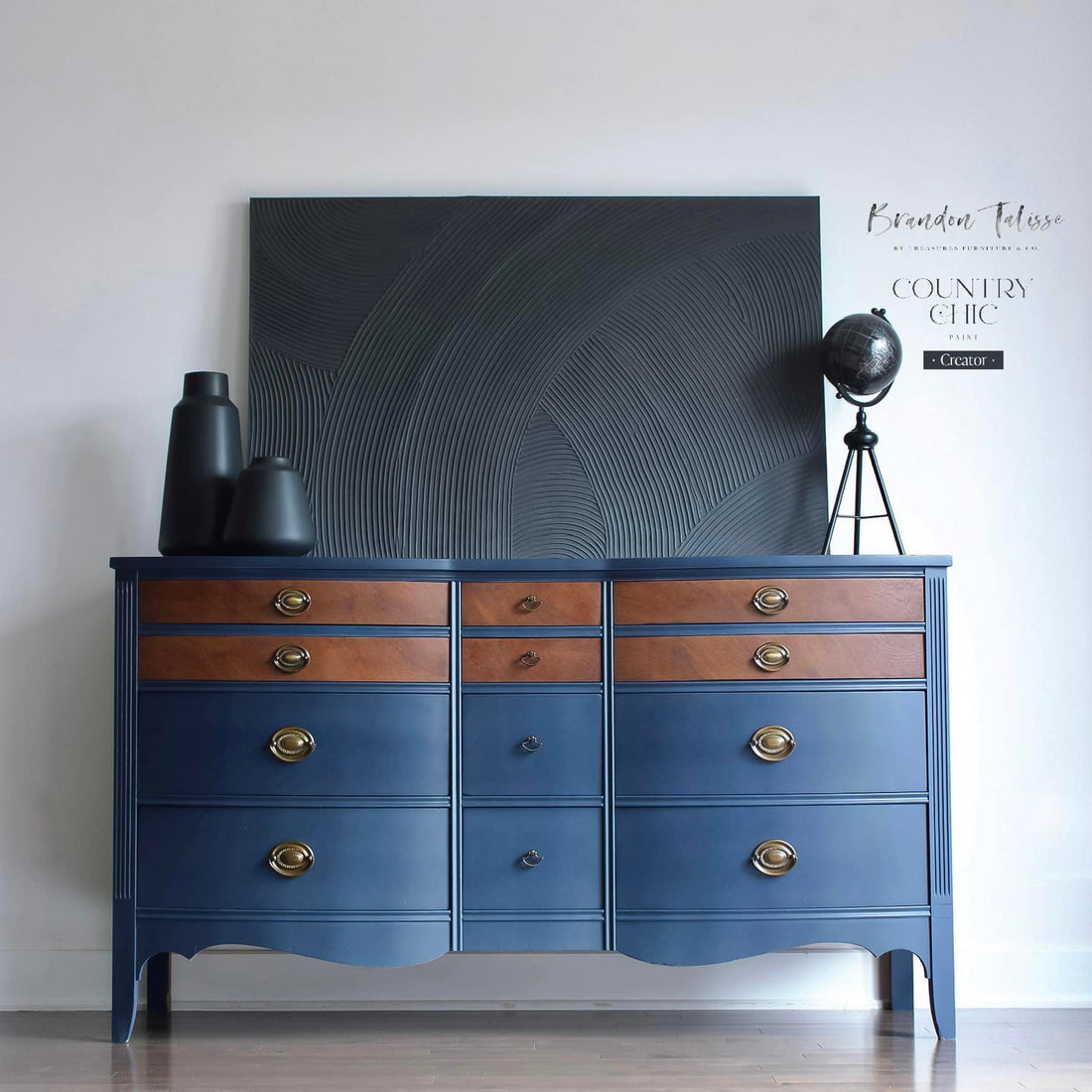 Two-tone dresser in "Peacoat" Country Chic Paint Two-tone dresser in "Peacoat" Country Chic Paint