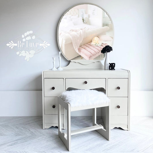 Waterfall Desk/Vanity with Stool in "Sunday Tea"