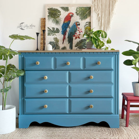 Tropical inspired dresser in "Tide Pool"
