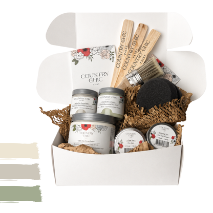 Large Furniture Painting Kit for Beginners - Country Chic Paint Eco-Friendly DIY Chalk Style Furniture Paint Bundle