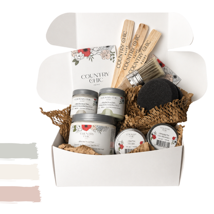 Large Furniture Painting Kit for Beginners - Country Chic Paint Eco-Friendly DIY Chalk Style Furniture Paint Bundle