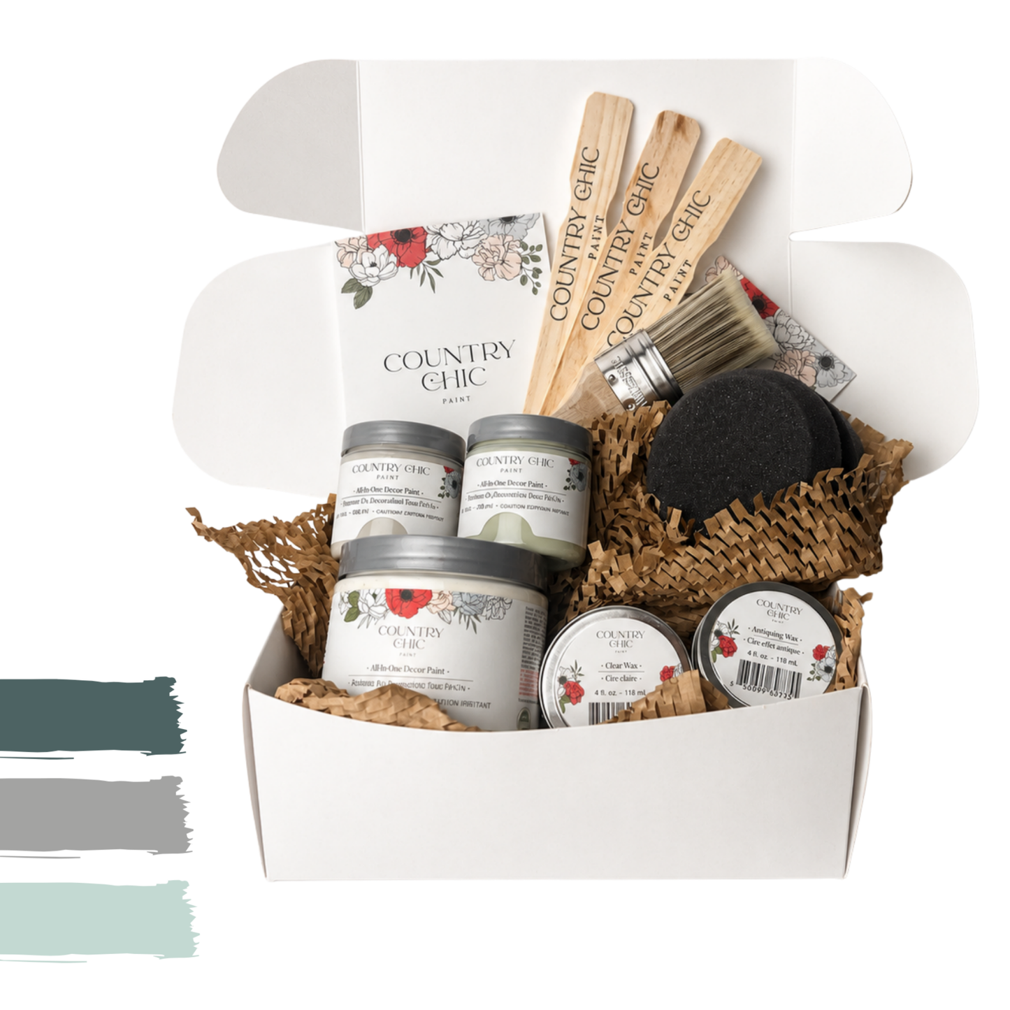 Large Furniture Painting Kit for Beginners - Country Chic Paint Eco-Friendly DIY Chalk Style Furniture Paint Bundle