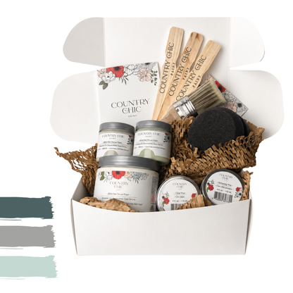 Large Furniture Painting Kit for Beginners - Country Chic Paint Eco-Friendly DIY Chalk Style Furniture Paint Bundle