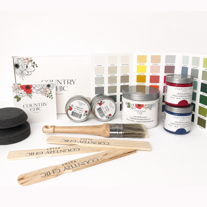 Large Furniture Painting Kit for Beginners - Country Chic Paint Eco-Friendly DIY Chalk Style Furniture Paint Bundle