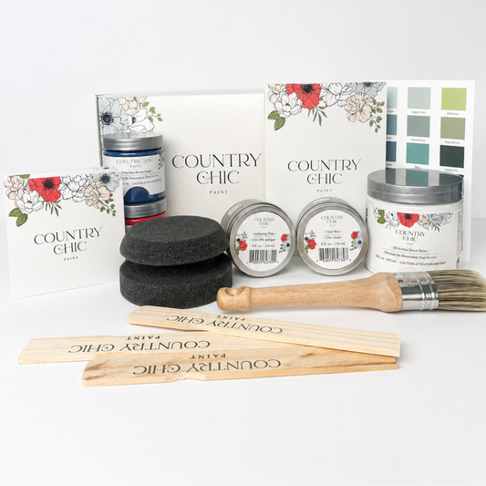 Large Furniture Painting Kit for Beginners - Country Chic Paint Eco-Friendly DIY Chalk Style Furniture Paint Bundle