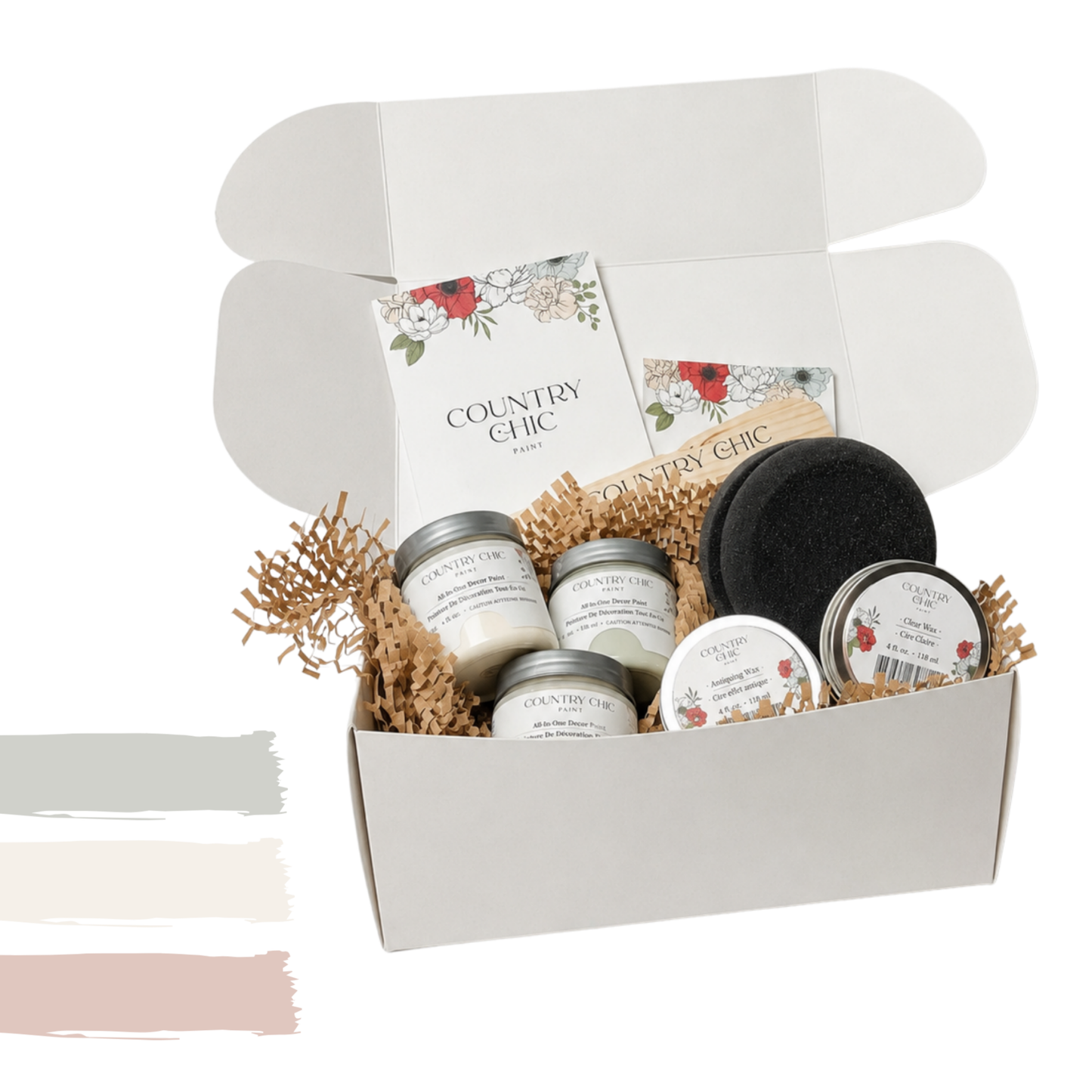 Medium Furniture Painting Kit for Beginners - Country Chic Paint Eco-Friendly DIY Chalk Style Furniture Paint Bundle