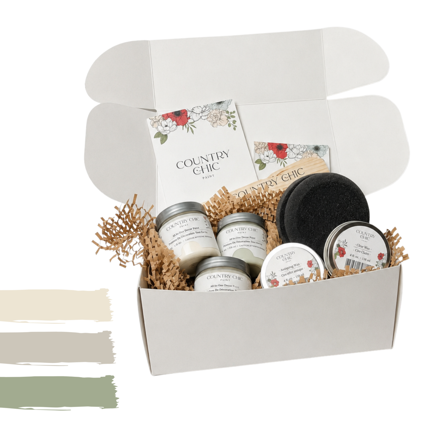 Medium Furniture Painting Kit for Beginners - Country Chic Paint Eco-Friendly DIY Chalk Style Furniture Paint Bundle