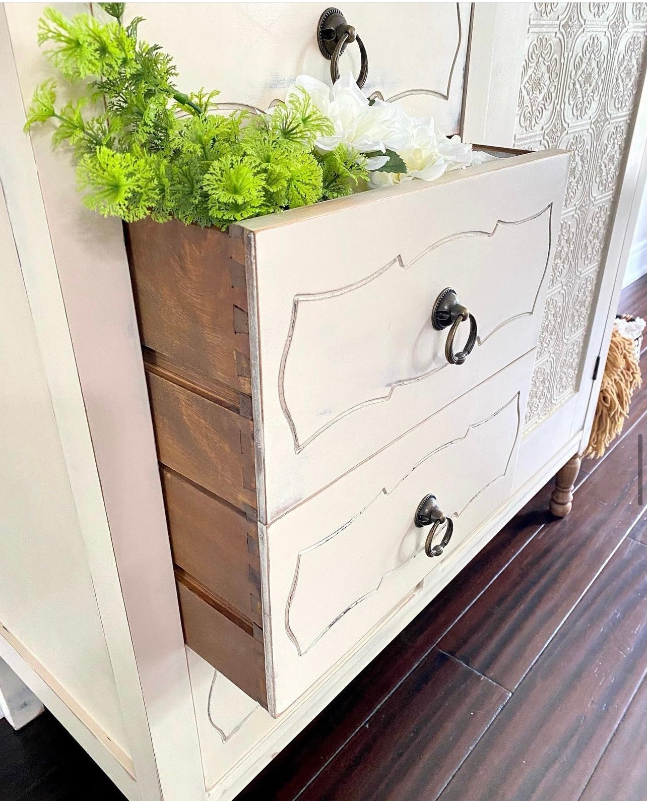 cream chalk paint dresser Using Shades of White Chalk Paint to Update a Vintage Sideboard