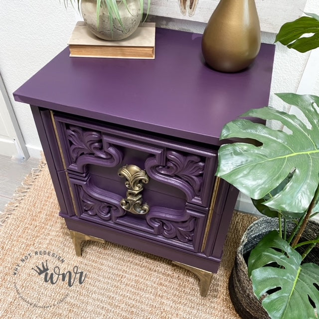 purple chalk paint dresser How to Add Gold Leaf to Chalk Paint Furniture