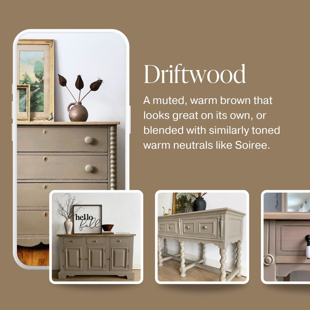 Warm muted brown chalk furniture paint Driftwood by Country Chic Paint furniture examples