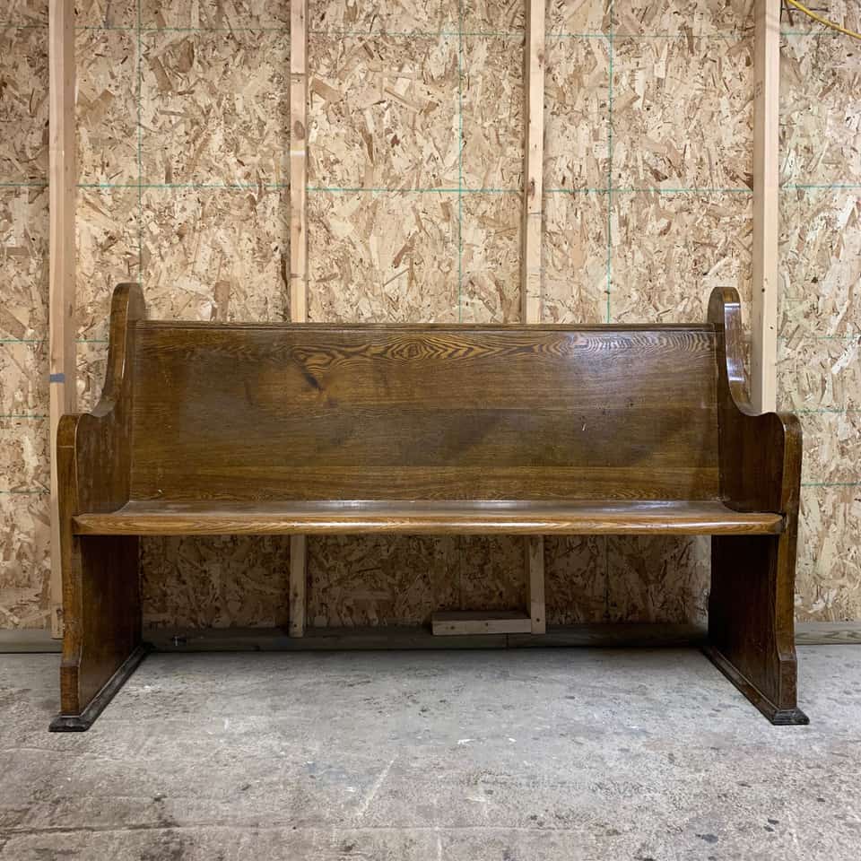 Sunday Tea painted church pew upcycled to entryway bench with eco-friendly furniture paint