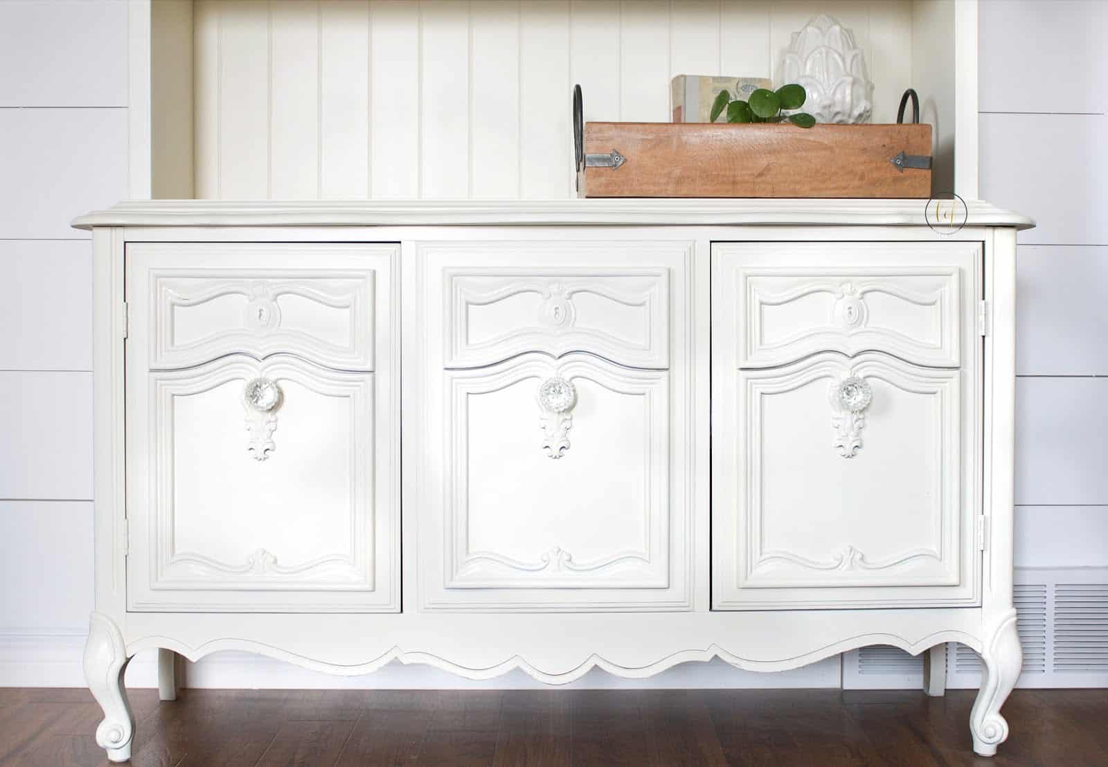 Vanilla Frosting China Cabinet painted off white with eco-friendly, DIY furniture paint from Country Chic Paint