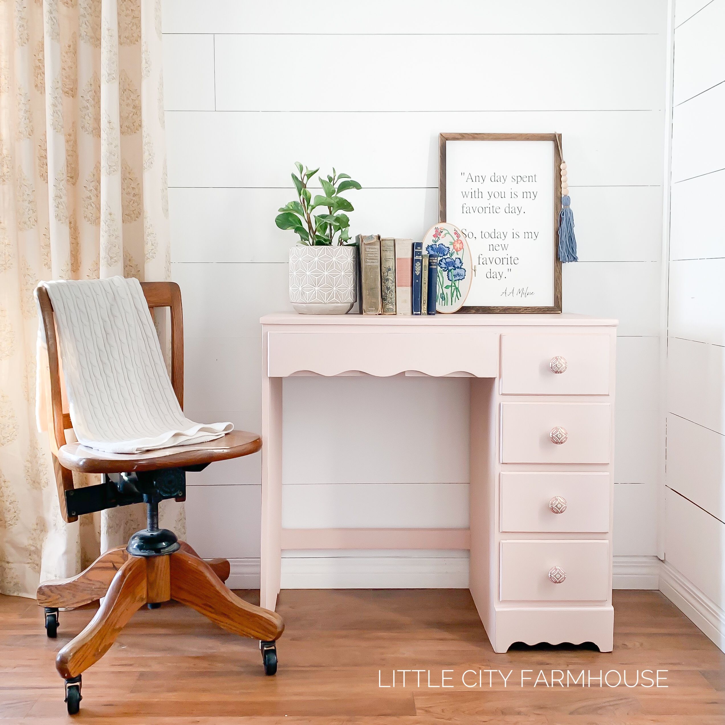 Petite Student Desk in Ooh La La with Shimmer Glaze and Tough Coat