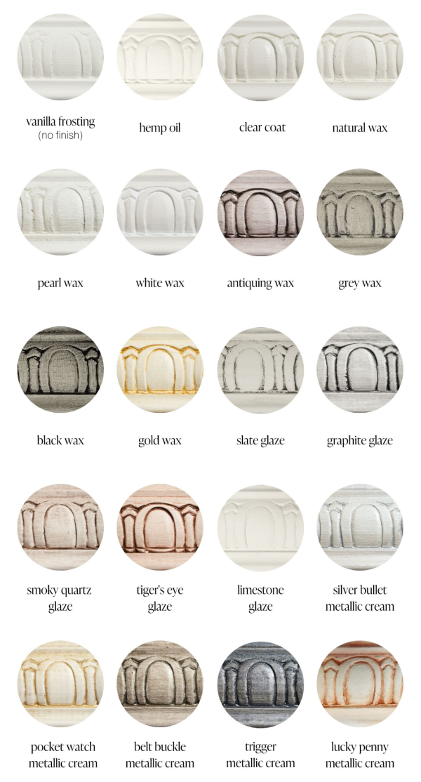 Vanilla Frosting off white furniture paint sample swatches of various furniture sealants and specialty products